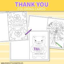 The thumbs up icon represents confidence. Printable Colouring Thank You Cards For Kids Messy Little Monster