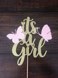 Its A Girl Cake Topper Butterfly Baby Shower Cake Topper Baby Girl Cake Topper Cake Topper Customize With Any Glitter Color Butterfly Baby Shower Butterfly Baby Shower Cake Baby Shower Cake