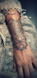 Temporary tattoos to inspire yourself or others through words, phrases & designs Mandala Outer Forearm Tattoo Ideas For Women Black Henna Floral Flower Lotus Arm Sleeve Tat Ideas Schwarzes Henna Ausserer Unterarm Tattoo Indisches Tattoo