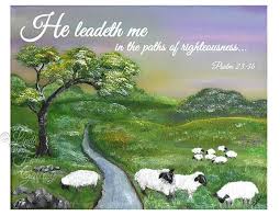 He Leadeth Me" Psalm 23:3 - Art Print Landscape with Sheep – Linda ...