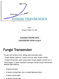 Contoh soal turunan fungsi aljabar. Kalkulus Ii Fungsi Transenden