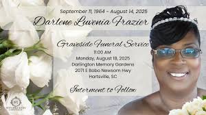 Funeral announcement and service for Mrs. Darlene Isaac Frazier.  https://www.mitchelljoseyfh.com/obituary/MrsDarleneLuveniaIsaac-Frazier