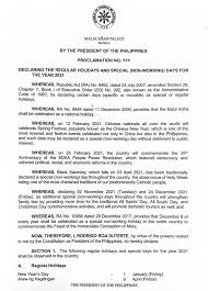 Philippines eid'l adha public holiday july 31. Philippine Holidays Philippine Holidays 2021 Proclamation No 986 S 2020