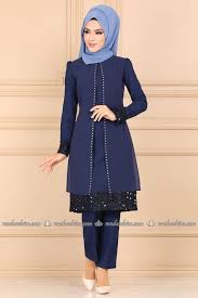 Modaselvim Kombin Sifon Yelek Gorunumlu Tesettur Takim Asm2177 Indigo Muslim Fashion Print Chiffon Maxi Dress New Hijab Style