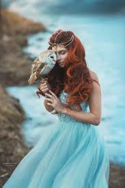 An old woman in a dream also could represent deceit, cunningness, duplicity, backbiting, or slander. Dream In Blue Woman And Owl Redhead Photo With Burn Owl Pearl Crown And Blue Dress From Prag Fairytale Photography Fantasy Photography Redhead Beauty