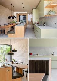 A kitchen is a great place for family and friends to hang out and socialize. Contemporist This Kitchen Island Saves Space In A Narrow Interior By Including Built In Banquette Seating Contemporary Designers Furniture Da Vinci Lifestyle