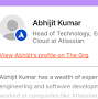 Profile Picture of Abhijit Kumar - Head of Technology, Enterprise Cloud at Atlassian (@theorg.com) on Google