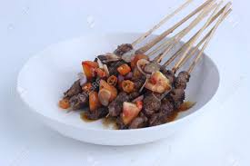 Satay is indonesian for a grilled meat skewer. Sate Kambing Is Lamb Satay And Traditional Food From Indonesia Isolated On White Background Stock Photo Picture And Royalty Free Image Image 152901175