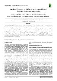 The amount of carbon relative to nitrogen is an important indicator of nitrogen availability for plant growth, and an ideal compost should have a ratio of 30:1 or lower. Nutrient Elements Of Different Agricultural Wastes From Vermicomposting Activity Noor Zalina Mahmood Academia Edu