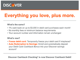 Maybe you would like to learn more about one of these? New Features Discover Checking 1 Cash Back On All Debit Card Purchases 3 000 Cap Doctor Of Credit