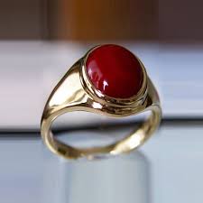 Stainless Steel Gold Single Stone Red Coral Ring Designs Mens Gold Rings Precious Rings Ring Designs
