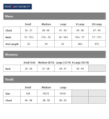 Port Authority Sizing Chart Amerasport