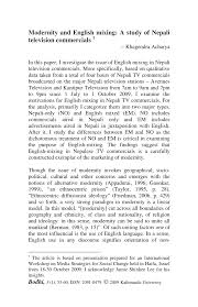 Pdf Modernity And English Mixing A Study Of Nepali Television Commercials