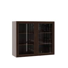 Hampton Bay Designer Series Gretna Assembled 36x30x12 In Wall Kitchen Cabinet With Glass Doors In Espresso Wgd3630 Gres In 2020 Glass Kitchen Cabinet Doors Glass Cabinet Doors Espresso Kitchen Cabinets