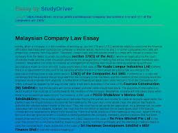 Maybe you would like to learn more about one of these? Malaysian Company Law Free Essay Example Studydriver Com