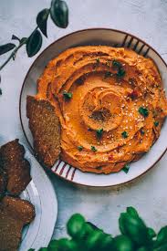 Moroccan Ish Sweet Potato Tahini Dip With Chickpea Sesame Crackers Sweet Potato Dip Food Sweet Potato Fries
