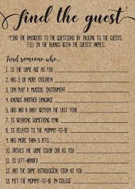 Rustic Kraft Find The Guest Game Template Country Baby Shower Baby Shower Diy Rustic Baby Shower