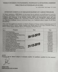 (muet) is a test of english language proficiency, largely for university admissions. Interview Schedule Of 2020 Batch Me In Pgs Mehran University