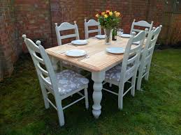 Beautiful 6ft Oak Shabby Chic Dining Table And 6 Chairs Painted In Farrow Ball Eba Shabby Chic Dining Room Table Shabby Chic Dining Room Shabby Chic Dining
