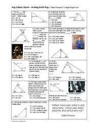 Triangle Angle Sum Theorem W Algebra Pop Culture Puzzle W Pablo Picasso Trivia Triangle Angles Theorems Angles