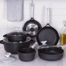 Amazon Com Fleischer Wolf Athens Series Cookware Set 10 Piece Non Stick Coating In Black Color Oven And Gril Kitchen Safe Pots And Pans Sets Kitchen Pot