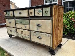 Industrial Dresser On Vintage Casters Vintage Industrial Furniture Industrial Farmhouse Decor Vintage Industrial Decor