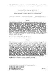 Makanan tradisional pelbagai kaum di malaysia. Pdf Makanan Etnik Melayu Tempoyak