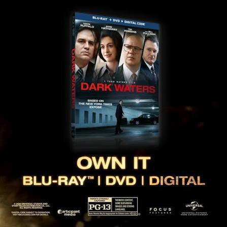 Based on the explosive New York Times exposé that shocked the nation…  #DarkWaters, starring Mark Ruffalo and Anne Hathaway, is available now on  Blu-ray, DVD, and Digital., ...