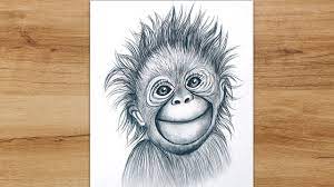 How To Draw A Baby Monkey Step By Step Realistic Monkey Drawing Youtube