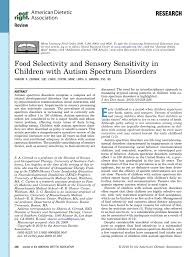 Pdf Food Selectivity And Sensory Sensitivity In Children