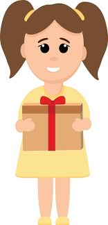 smiling girl with a gift in hands in flat style. single element for design. joy,  christmas, birthday, holiday 5642115 Vector Art at Vecteezy