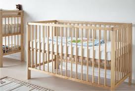 Ikea Crib Birch Natural Wood Color Crib Has 2 Different Settings For The Mattress Height And One Side Of The Crib Can Be Removed Ikea Crib Cribs Ikea Cot