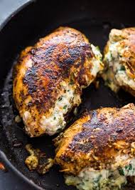 Baked chicken breast turns out delicious, flavorful and festive dish. Chicken Breasts Stuffed With A Creamy Spinach Parmesan Mozzarella And Cream Cheese Filling And Pan Sear Cream Cheese Spinach Recipes Spinach Stuffed Chicken