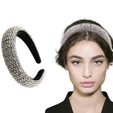 Rhinestone Crystal Diamond Headbands for Women Fashionable Handmade Wide  Hair Hoops Beaded Bling HairBand Hair Accessories