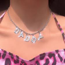 Is suitable for less critical aesthetic applications. Angel Big Letter Bling Bling 90s Aesthetic Tumblr Chain Necklace Women Choker Unif Bitch Daddy Night Club Cool Accessory Unisex Buy At The Price Of 11 88 In Aliexpress Com Imall Com
