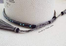 Bone Beads Horsehair Hat Band Cowboy Horsehair Hat Band Hand Made Bone Bead Trimmed Horse Hair Tassels Cowboy Hat Hatband Gray Horse Hair Hat Band Horse Hair Tassels Hat Band