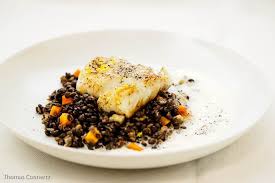 Schellfisch Auf Beluga Linsen Mit Raucher Zitronen Salz Lebensmittel Essen Schellfisch Rezepte Rezepte Mit Linsen