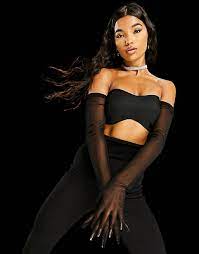 Asyou Crop Top With Glove Detail In Black Asos