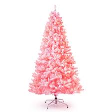 Pink Artificial Christmas Tree With 500 White Lights In 2020 Faux Christmas Trees Flocked Artificial Christmas Trees Pink Christmas Decorations