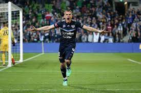 Victory dominated territory and it was only a matter of time before the reward was found. Besart Berisha Celebrates His Goal For Melbourne Victory Against Adelaide United Abc News Australian Broadcasting Corporation
