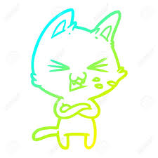 How to draw legs and arms anatomy easy pages from the side a hips back. Cold Gradient Line Drawing Of A Cartoon Cat With Crossed Arms Royalty Free Cliparts Vectors And Stock Illustration Image 129254830