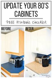 Tips For Updating Melamine Cabinets With Oak Trim Melamine Cabinets Laminate Cabinets Painting Kitchen Cabinets White