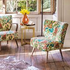 Our Fifties Style Alpana Mexicana Print Chair Is Upholstered In A Vibrant Print Inspired By The Legendary M Printed Chair Patterned Chair Velvet Cocktail Chair