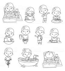 Black And White Kids Exercise Clipart Vector Black And White Kids Daily Routine Activities In 2020 Daily Routine Activities People Coloring Pages Free Vector Art