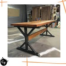 6ft Long Custom Beautiful Cherry Wood Desk With Steel Base In 2020 Cherry Wood Desk Steel Table Base Metal Base Dining Table