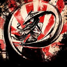 A Samurai Girl With Long Hair And A Wide Hat With A Katana In Her Hands Describes An Ink Arc With Her Sword Against A Back Female Samurai Katana Girl Samurai