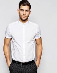 Asos Asos White Shirt With Button Down Collar In Regular Fit With Short Sleeves Short Sleeve Shirt Outfit Polo Outfit Men Mens Short Sleeve Shirt