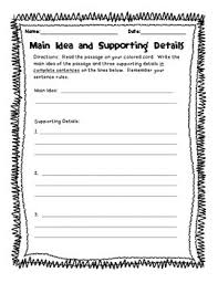 What is the main idea of the passage? Main Idea Supporting Details Worksheet By Victoria Porter Tpt