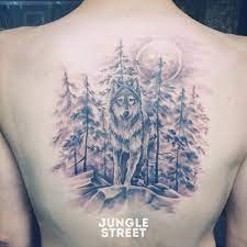 Wolf Forest Back Tattoo Junglestreet Wolf Tattoo Wolf Tattoos Tattoos