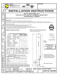 5200 Sc Series Installation Instructions Piston Type Water